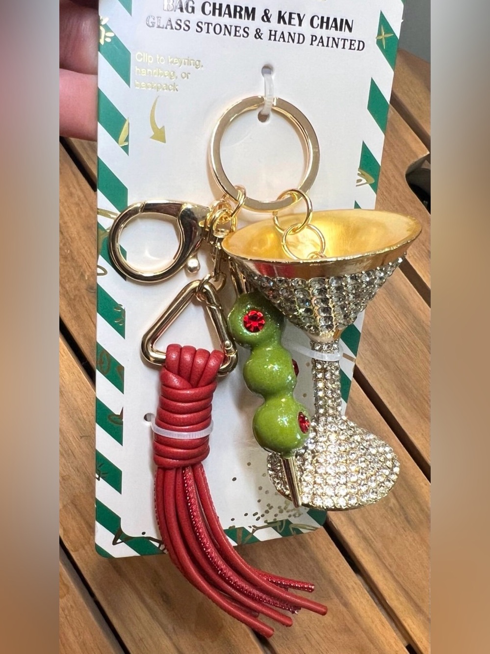 PIPER K sparkly MARTINI
Glass and Olives Bag Charm & Key
Chain-NWT - Picture 2 of 7